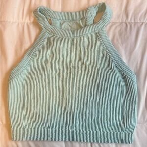 Aerie Light Blue/Teal Ribbed Crop Top